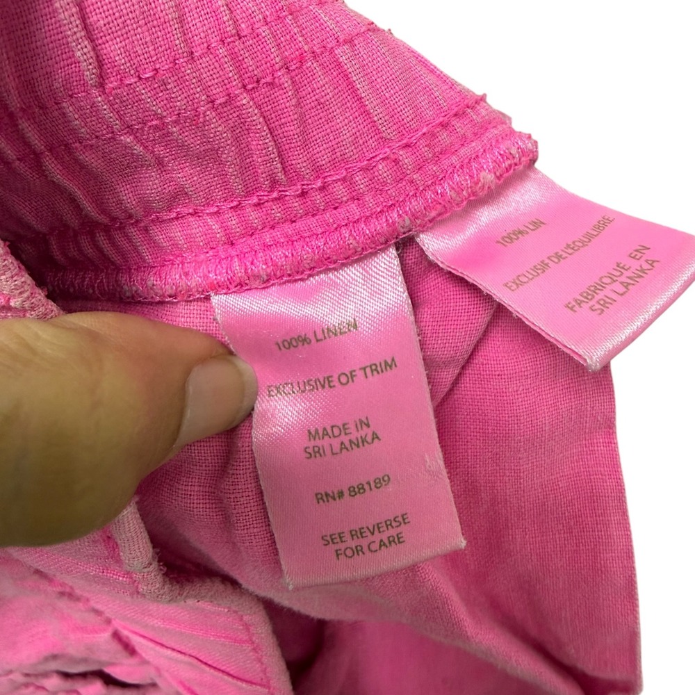 Lilly Pulitzer Pink 100% Linen Pull On Shorts Womens Medium Hot Pink - Picture 8 of 9